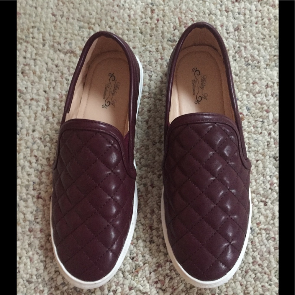 Ashley A Collection burgundy slip on tennis shoe
